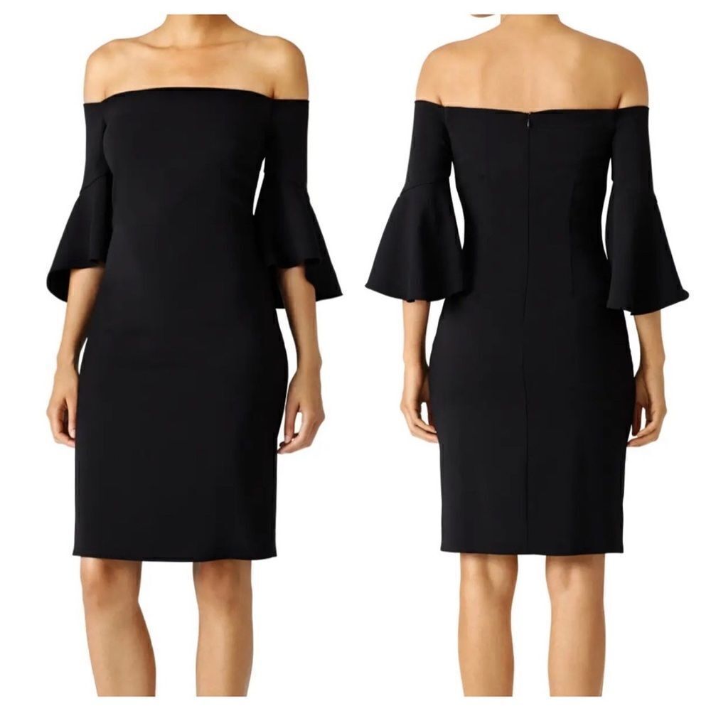 Laundry by Shelli Segal Black Bell Sleeve Cocktail Dress